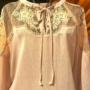 Boho style dusty rose long sleeve top.